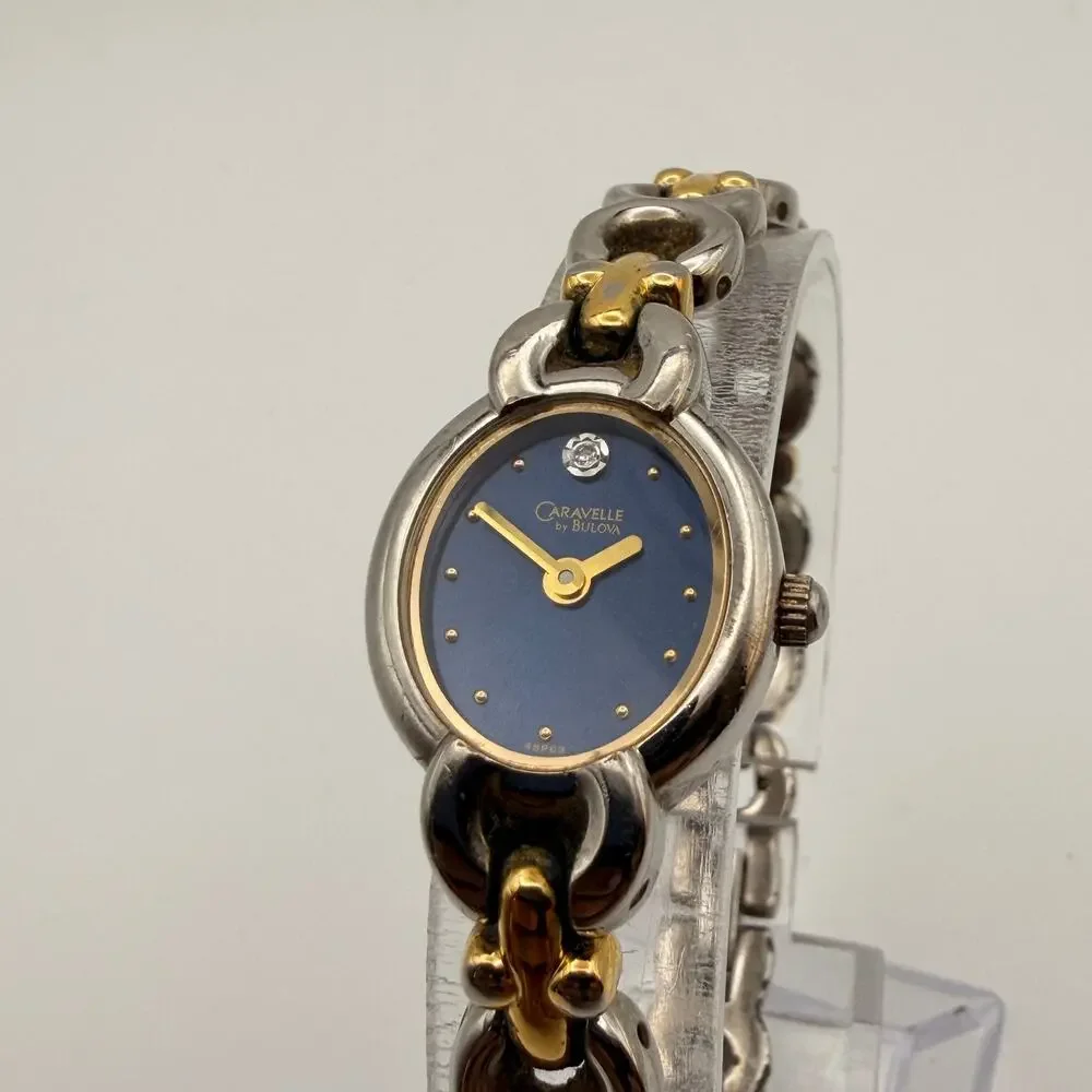 Elegant Caravelle by Bulova Two-Tone Diamond Watch Working New Battery